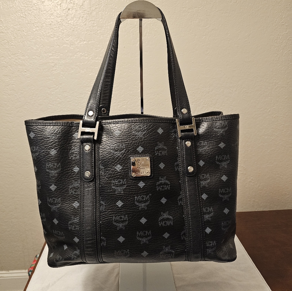 MCM Black Leather Tote Bag
